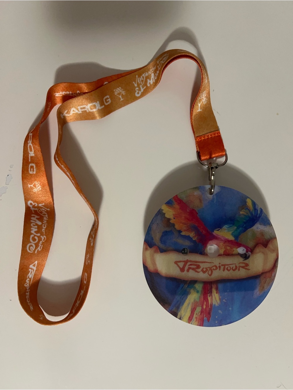 Karol G Tropicoqueta Music Lanyard w/ Orange Round Parrot Tag Medallion 2026